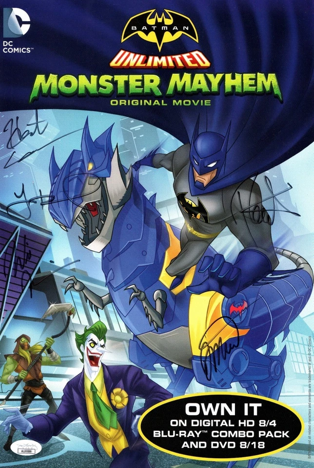 Batman Monster Mayhem Elenco Assinado Autografado 10X15 Pôster Lowenthal 5 Autos JSA