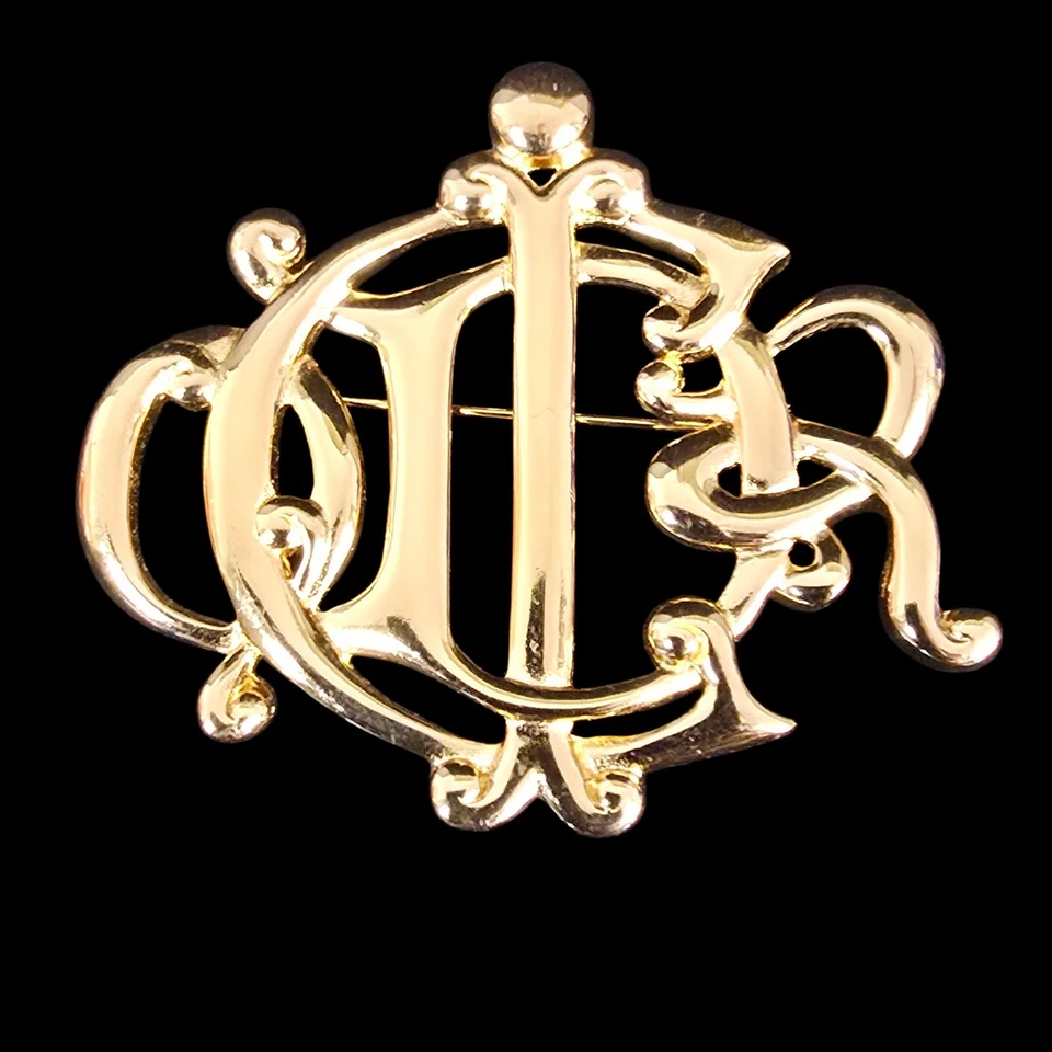 Christian Dior Brooch Emblem Gold Tone Vtg Germany - Image 3 of 4