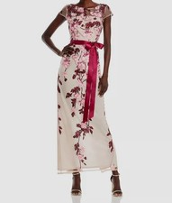 Adrianna Papell Women's Beige Cascading Floral Column Gown Dress Size 0