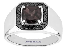 Natural Smoky Quartz & Black Spinel Stones with 925 Sterling Silver New Ring #94