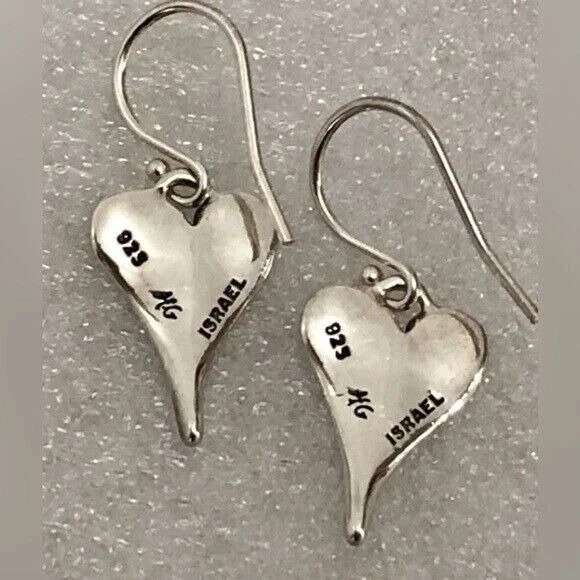 Pendientes colgantes de corazón de plata 925 firmados Hagit Gorali Israel Foto 2 de 4