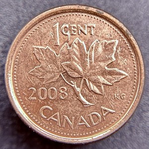 2008 Canada 1 Cent Maple Leaf Penny Elizabeth II KM#490a World Coin RCM Logo