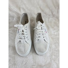 Superga White Canvas Low Top Lace Up Sneakers Women Size 39.5