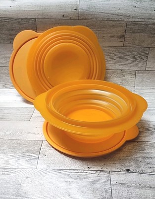 NEW Tupperware Flat Out 3 cup/700 mL Bowl Set of 2 Orange
