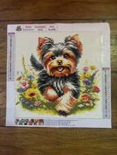 Completed Happy Yorkie Puppy Diamond Art Painting 11.8  x 11.8  