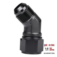 Female to Male Flare 45 Degree Elbow Swivel Fitting 12AN Black - 45 Degree