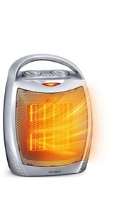 GiveBest Portable Electric Space Heater with Thermostat, 1500W/750W Silver