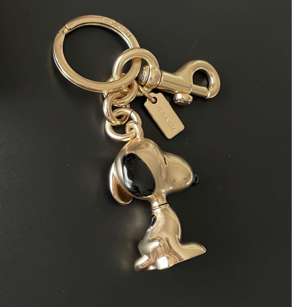 Coach x Peanuts Snoopy Gold Keychain Bag Charm Rare Limited