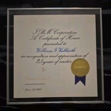 Vintage 1981 IBM Corporation 25 Years Service Award Certificate of Honor Framed