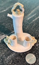 1970 Miniature Unique, Stunning Artist Finely Handbuilt Porcelain Tea  Set 4-pc