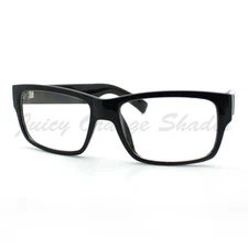 Mens Fashion Eyeglasses Classic Black Rectangular Clear Lens Frame