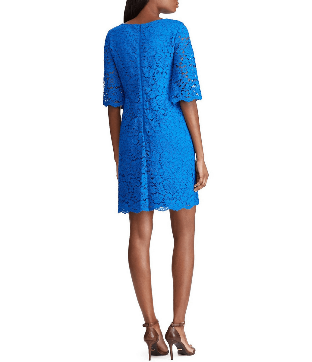 Ralph Lauren 250740185003 Portuguese Blue Floral Lace Shift
