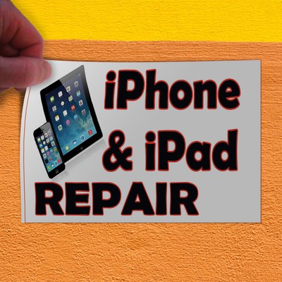 Set of 10 14inx10in Decal Sticker Multiple Sizes I Phone /& I Pad Repair Retail iPhone Repair Outdoor Store Sign White
