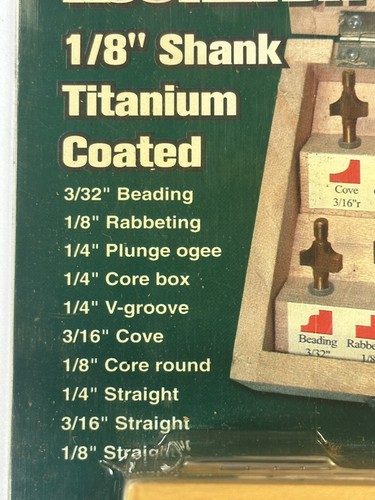 1/8" Shank Titanium Coated 10 PC. Router Bit Set - Picture 2 of 10
