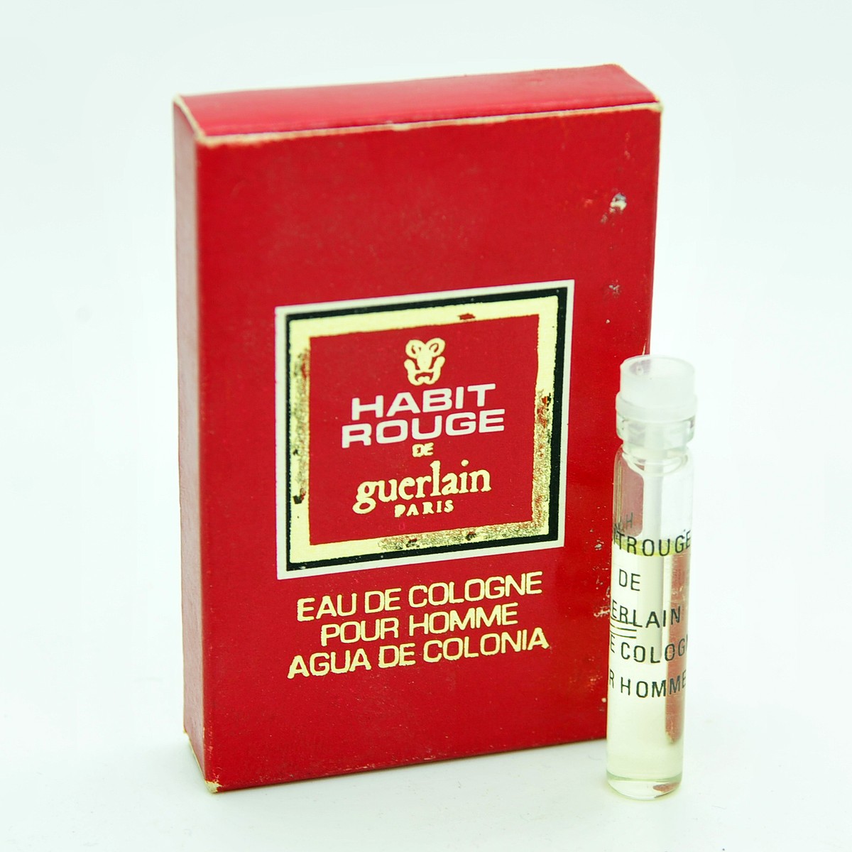 Vintage Guerlain Habit Rouge 1ml Eau de Cologne vial 40 year