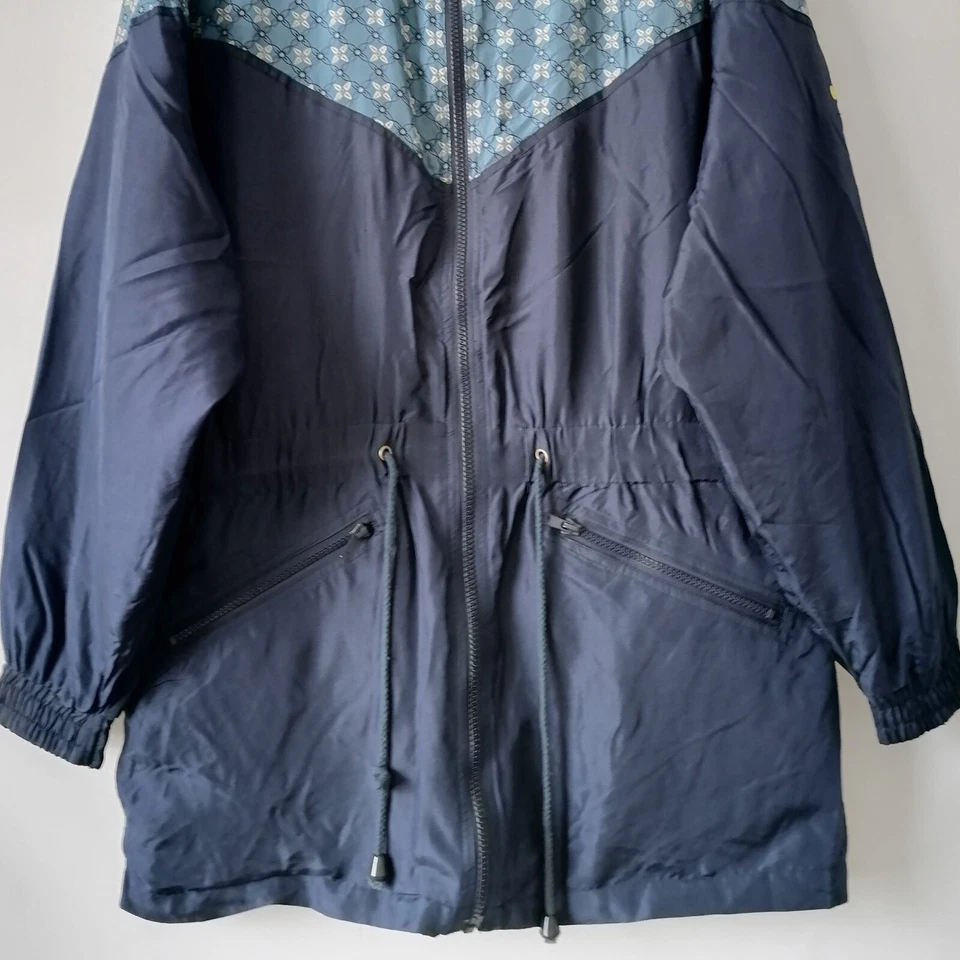 Chaqueta para mujer Silk Exchange azul floral con cremallera completa talla S Foto 3 de 4