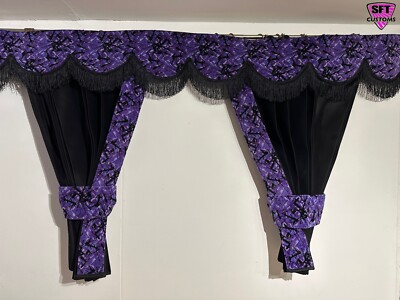 DUTCH STYLE TRUCK CURTAINS  PURPLE DANISH PLUSH VOLVO MAN SCANIA DAF RENAULT