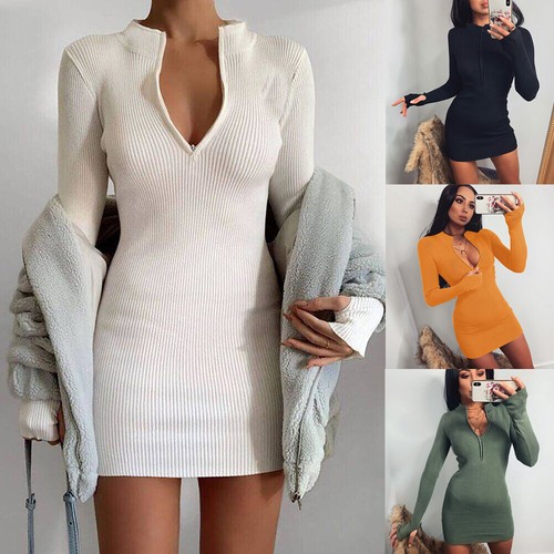 Sexy Womens Mini Jumper Dress Dresses 