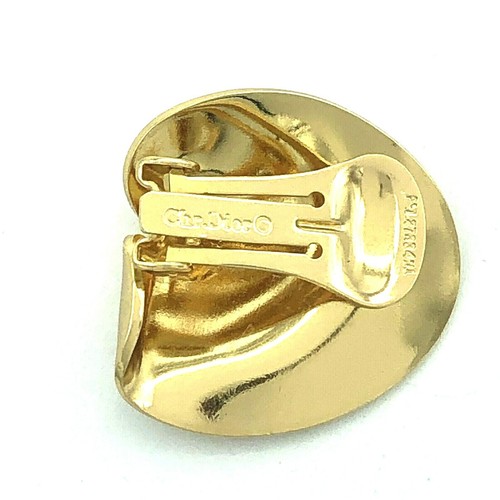 Christian Dior Earrings Modernist Gold Tone Clip On Vintage - Picture 10 of 12