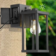 Porch Lights with GFCI Outlet Dusk to Dawn Motion Sensor Exterior Light Fixture
