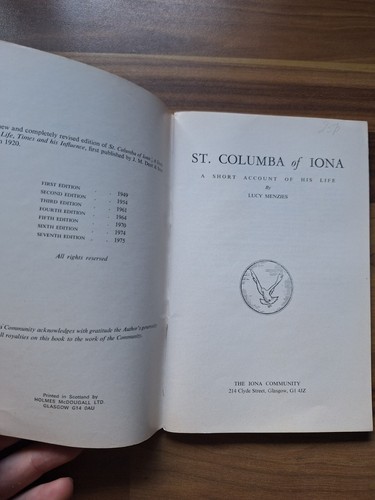 St Columba Of Iona Pb Book 1975 Religious Catholic - Picture 2 of 4