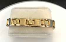 Men's Golf Link Bracelet Stainless Steel Magnetic Therapy Elements Gold Tone