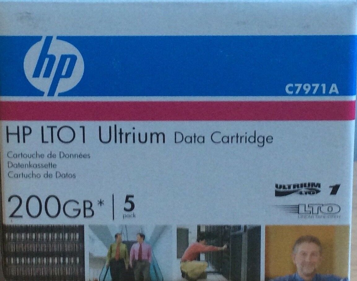 LTO1 Ultrium 200Gb RW Data Cartridge P/N C7971A Brand New (x5 per box