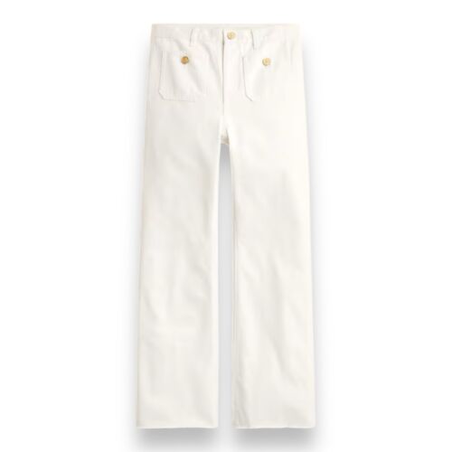 J Crew White Sailor Mid Rise Relaxed Demi Boot Jeans Damen Größe 27 Goldknöpfe - Bild 3 von 17