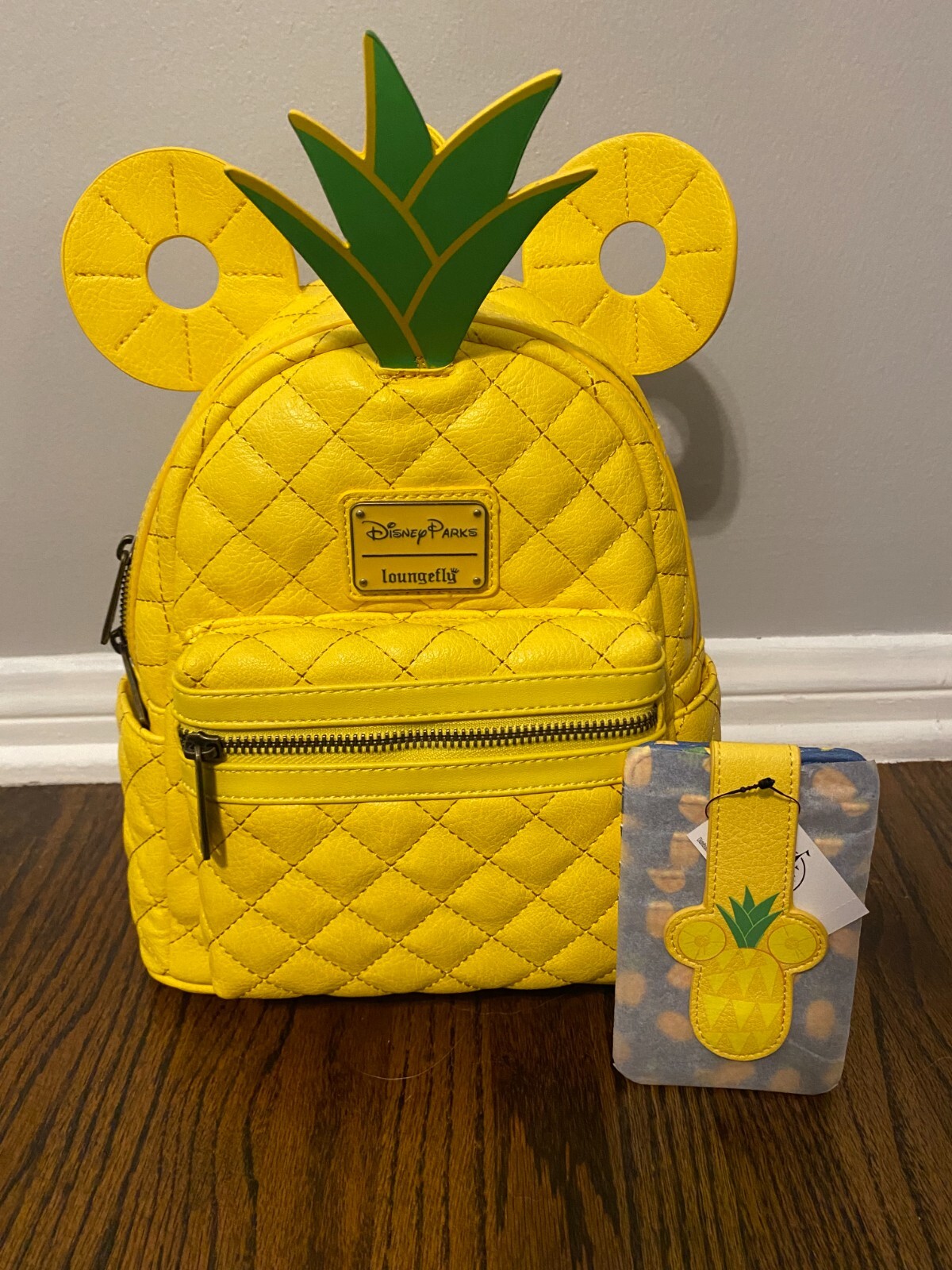 Disney Loungefly Mickey Mouse Ears Pineapple Quilted Mini Backpack dole