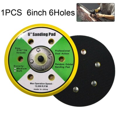 6'' 150mm 5/16-24 Male Thread Hook And Loop Sanding Pad For Sander Grinder Useful