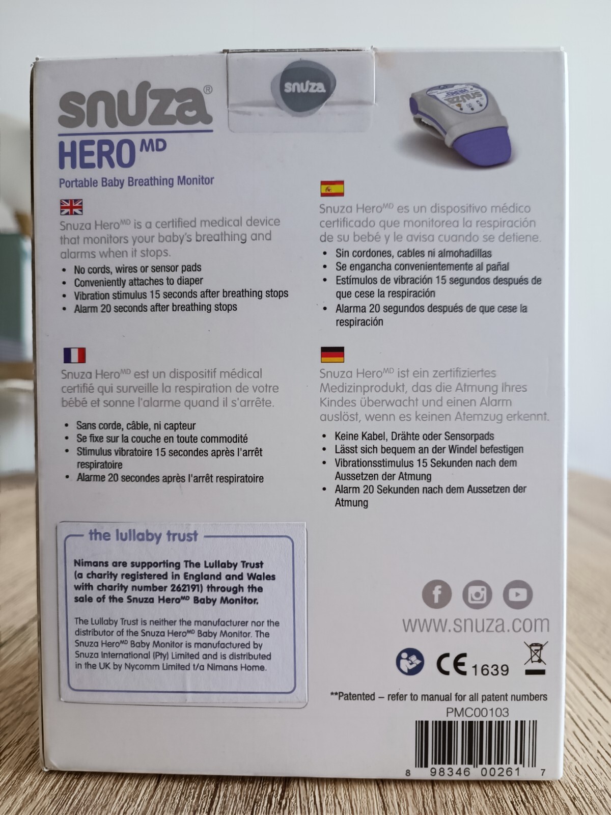 Snuza Hero MD Medically Certified Portable Baby Breathing Monitor for