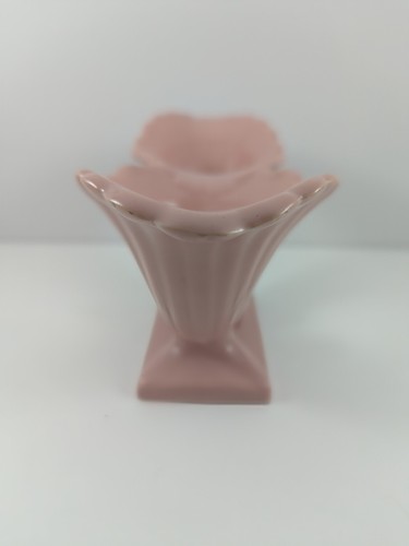 Vintage 1930's Abingdon Art Pottery Pink Cornucopia Planter Art Deco 10.75" L - Picture 7 of 11
