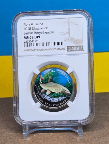 2018 UKRAINE 2H UAH - FLORA & FAUNA - BARBUS BORYSTHENICUS - NGC MS69 DPL POP 1 - Picture 1 of 7