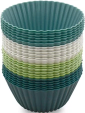 24 Pack Silicone Baking Cups Reusable Muffin Liners Non-Stick Cup Cake Molds Set