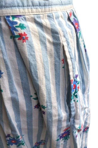 Cottagecore Spring Cotton Maxi Skirt S Floral Striped Button Front Pockets VTG - Picture 9 of 14
