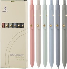 Gel Pens, 6 Pcs 0.5mm Quick Dry Black Ink Pens Fine Point Smooth Writing Pens,