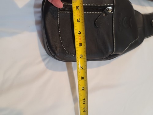Schwarz Echtleder Sling Rucksack Herren Schultertasche Brust Umhängetasche Neu ohne Etikett - Bild 15 von 15