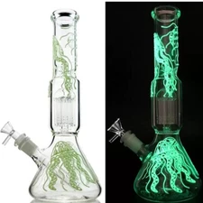 12.5'' Hookah Water Smoking Pipe Glass Bong Beaker Bubbler w/ ICE catcher Bongs