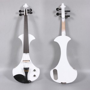 New White Electric Violin 4/4 Solid wood Nice Tone Free Case Bow Ebony Fittings