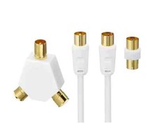 Image of LOGIK L10AERK15 Aerial Cable with Splitter & Adapter - 10 m