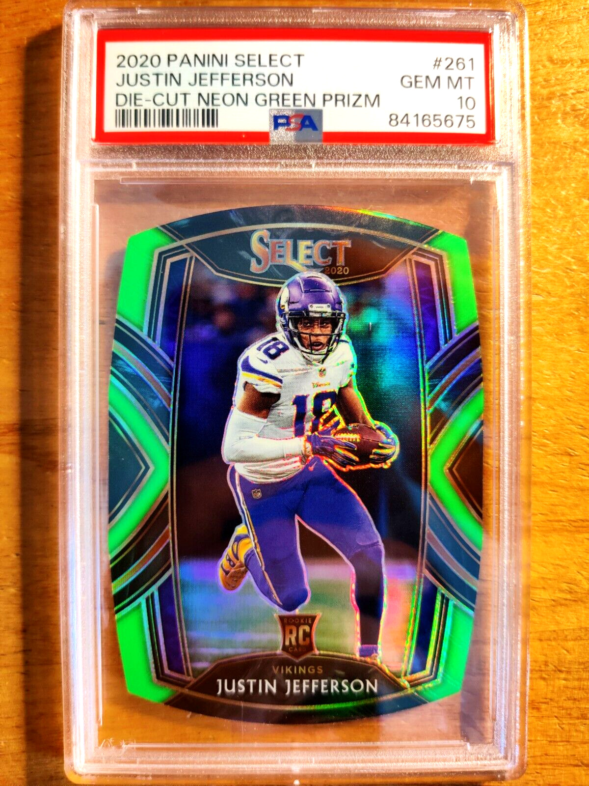 JUSTIN JEFFERSON 2020 SELECT DIE-CUT NEON GREEN PRIZM RC #261 PSA 10 GEM MINT!]]