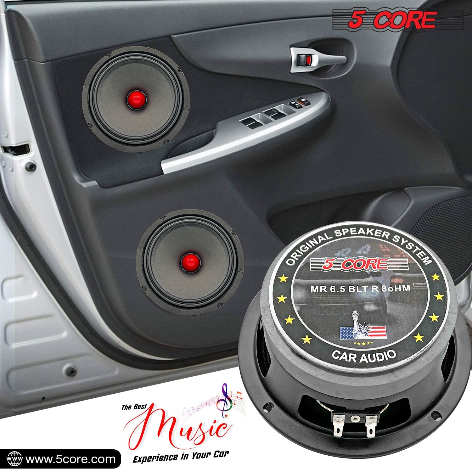 5Core 6.5" Car Audio Speaker with Bullet 500 W 8 Ohm MidRange