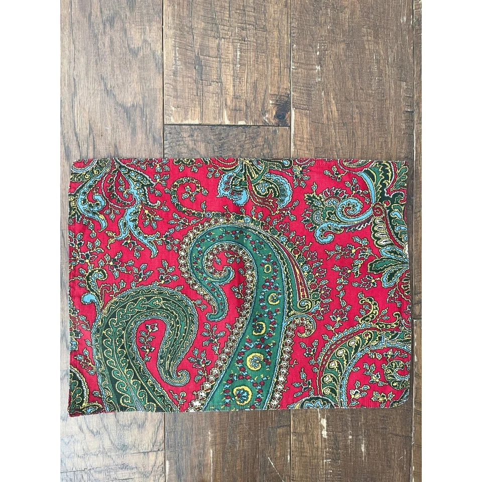 Placemats vintage de algodão paisley vermelho Ralph Lauren - Conjunto de 4 - Imagem 3 de 4