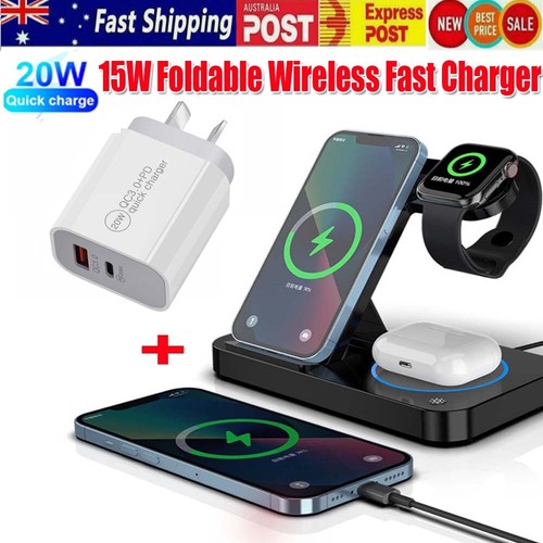 4in1 15W Magnetic Wireless Charger Station Dock For Apple Watch Air Pods iPhone - Picture 24 of 24