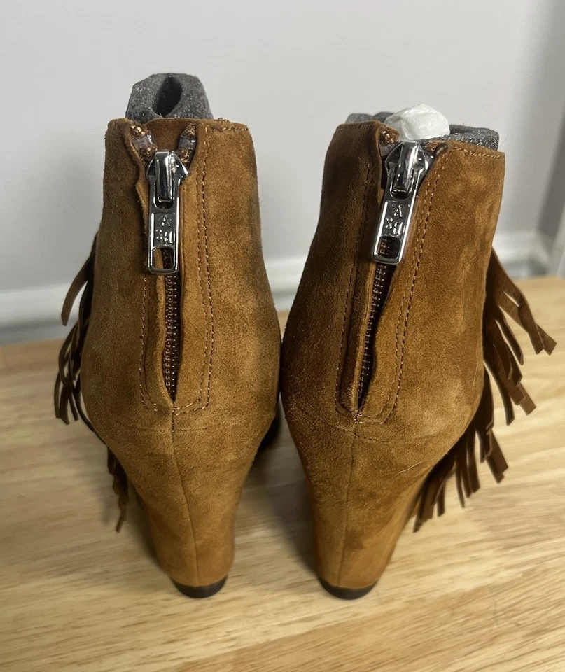 Cuña con flecos de ceniza suela superior de cuero genuino gamuza talla (39) / 8,5 Foto 3 de 4