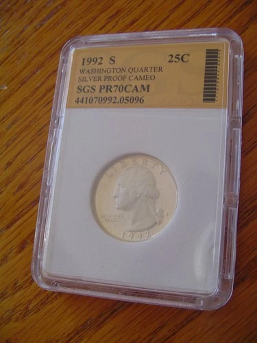 1992 S 25C Silver Washington Quarter Proof SGS PR70CAM