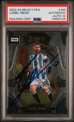 2022-23 Select FIFA Lionel Messi Signed #103 PSA Authentic Auto 10
