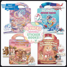 4 Pack Reusable Jelly Sticker Books - Silicone Puffy Window Cling Activity Set