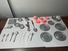 Vtg. Children’s Aluminum Cookie Sheet Utensils Tins Mixer Cups 30 Piece Plastic — photo 1