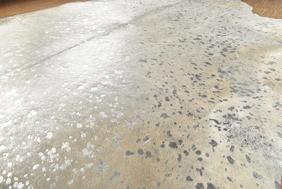 KUHFELL STIERFELL HELL GRAU SILBER DEVORE  ca. 210 x 180 cm METALLIC EFFEKT - Bild 2 von 4